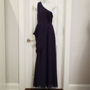 NWOT Purple One Shoulder Grecian Style Gown